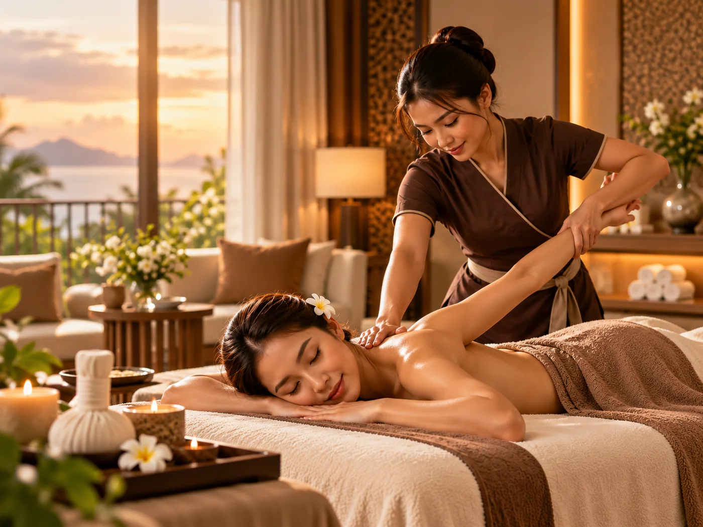 Combination massage with targeted pressure and gentle assisted stretching